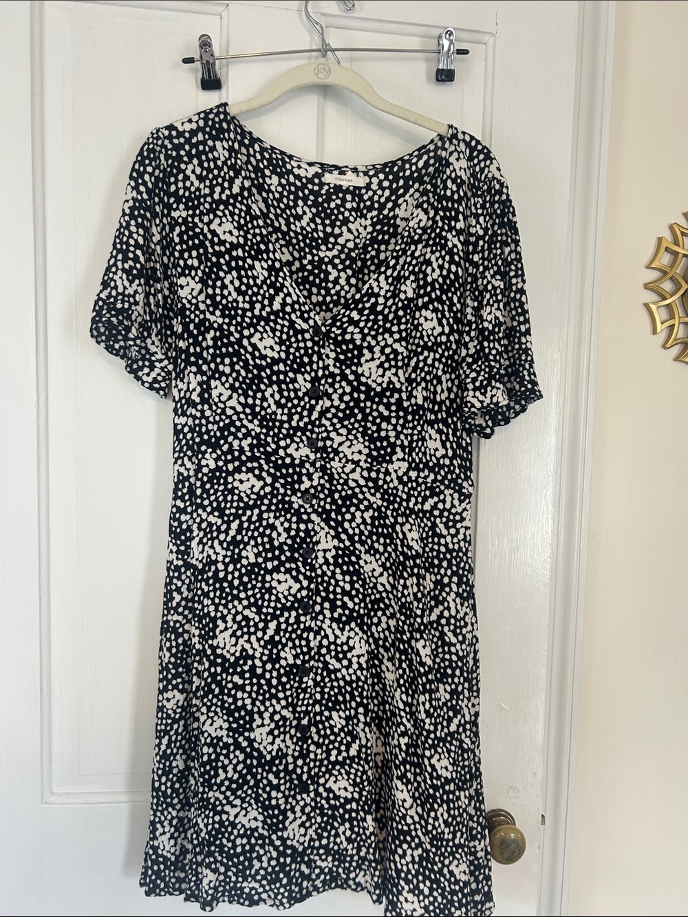 Maurices Black and White Polka Dot V-Neck Mini Dress